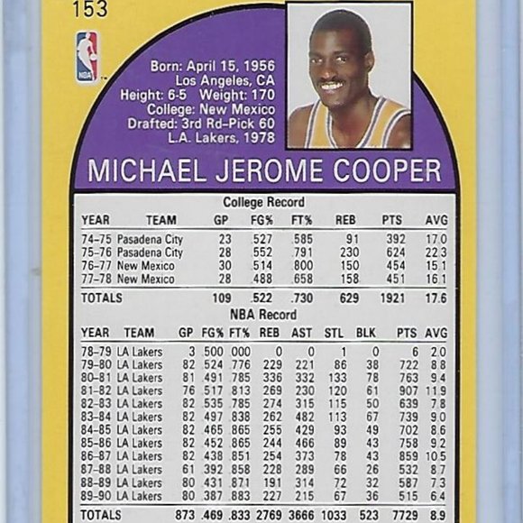 1990 NBA Hoops Michael Cooper - #153 - LA Lakers - Picture 2 of 2